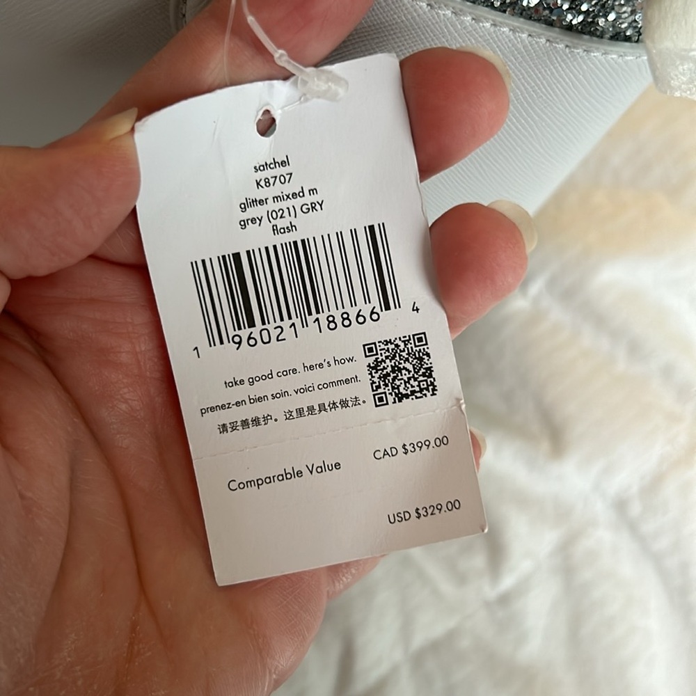 *NEW Kate Spade New York Gray and Silver Glitter Handbag Purse - Picture 4 of 8